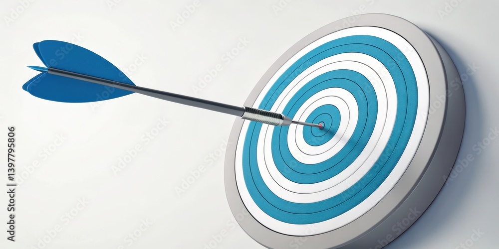 Poster a dart hitting the center of a target symbolizes precision and achievement in goals.