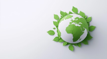 Obraz premium The Earth is depicted on a white background in an eco-friendly manner, symbolizing Earth Day, World Environment Day, and the mission to save the world by achieving zero carbon dioxide emissions