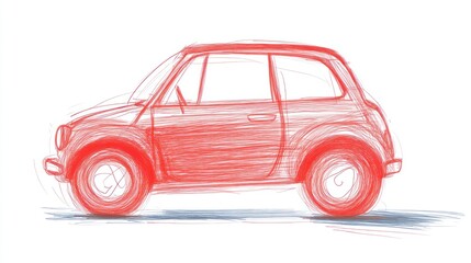 Fototapeta premium Red Sketch of a Retro Car