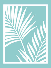 Tropical  leaf silhouette. Laser cut template. Wall art vector illustration.
