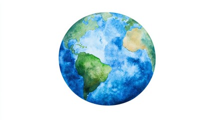 Fototapeta premium The illustration for Earth Day is a watercolor depiction of the Earth wrapped in plastic, highlighting the importance of protecting the environment