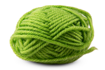 knitting yarn ball, green wool ball isolated on white or transparent background. png file