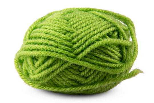 knitting yarn ball, green wool ball isolated on white or transparent background. png file