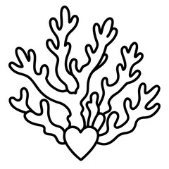 Coral Reef Love Line Art Aesthetic