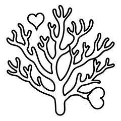 Coral Reef Love Line Art Aesthetic