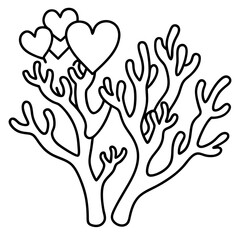 Coral Reef Love Line Art Aesthetic