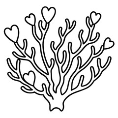 Fototapeta premium Coral Reef Love Line Art Aesthetic