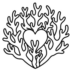 Coral Reef Love Line Art Aesthetic