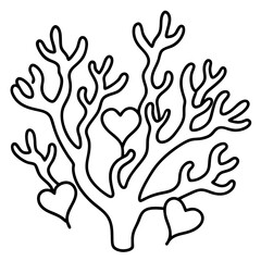 Coral Reef Love Line Art Aesthetic