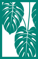 Monstera leaf wall art. Laser cut template. Wall art vector illustration. © reddish