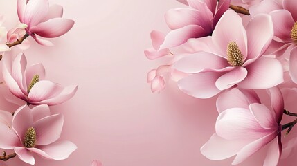 Obraz premium Soft pink magnolia blooms create a serene and elegant floral composition