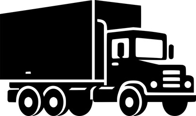 Simple black and white illustration of a delivery truck.