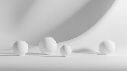 Abstract image featuring various sizes of white spheres floating in a soft