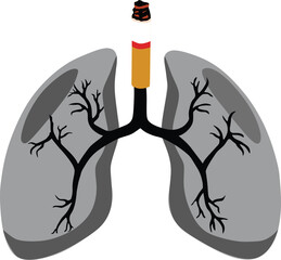 This vector image is an illustration depicting the impact of smoking on human lungs.