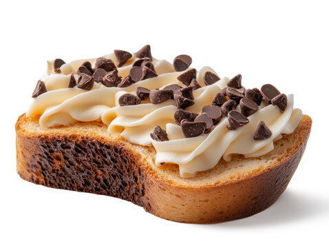 A one piece of Slice's bread topping with cocolate soruce isolate on pure white background perfect for dicut