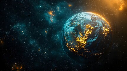 Obraz premium Glowing planet Earth protected by a luminous shield