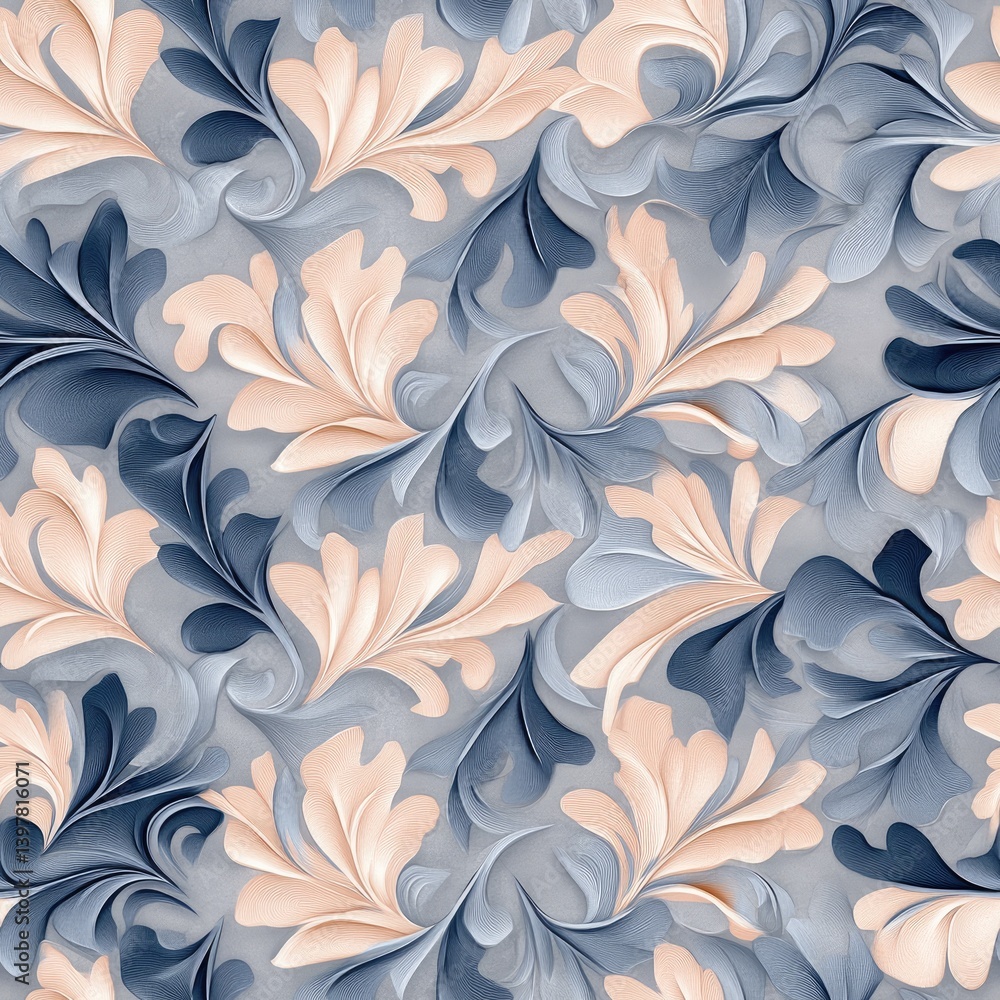 Poster abstract marble design features fluid lines in coral pink and navy blue, creating a sophisticated an