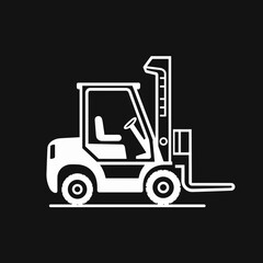 Fototapeta premium Forklift icon on black background depicting automation 