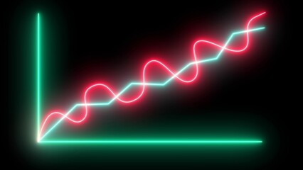 A neon business graph icon features glowing, vibrant bars or lines, representing data trends, growth, and success, with a futuristic, eye-catching, illuminated design.