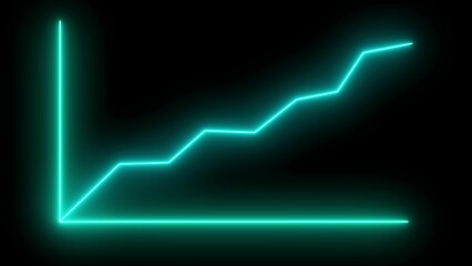 A neon business graph icon showcases glowing, vibrant bars or lines, symbolizing growth, data analysis, and progress, with a modern, illuminated design for a dynamic, futuristic look.