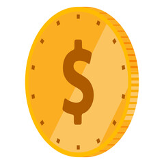 USD coin US Dollar currency cartoon money 3d 45 degree angle illustration on transparent background