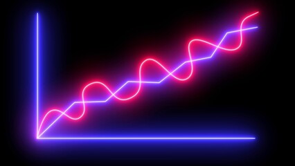 A neon business graph icon features glowing, vibrant bars or lines, representing data trends, growth, and success, with a futuristic, eye-catching, illuminated design.
