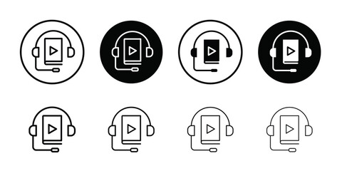 Audiobook icon logo set vector