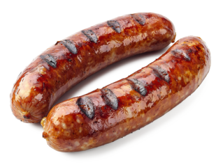A raw Bratwurst isolate on pure white background perfect for dicut.
