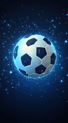 Fototapeta premium A futuristic soccer ball surrounded by glowing blue network elements