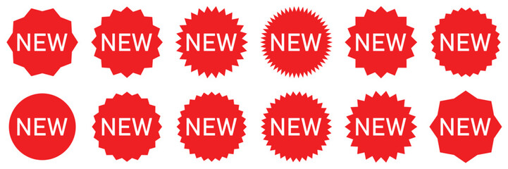 Starburst sale price stickers and labels, star and rosette, sunburst, callout and splash,
 stamp and tag badges. Isolated vector circle and oval red stickers