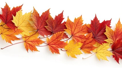 Twisted row of autumn maple leaves vector illustration