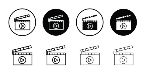 Fototapeta premium Film clapperboard icon logo set vector