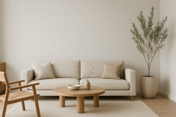 Minimalist Living Room with Neutral Tones and Simple Design Elements