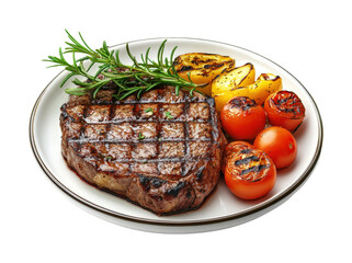 Grilled steak with vegetables home kitchen food rustic isolated on transparent background png