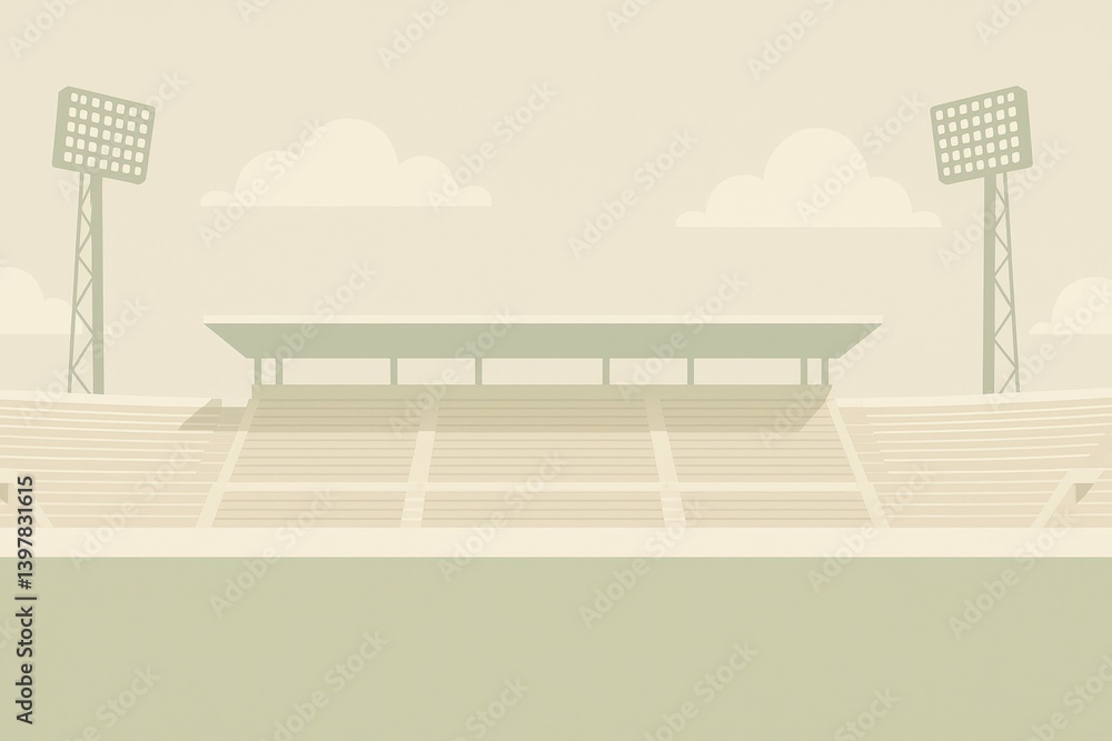 Poster minimalist stadium design with simple background and soft colors