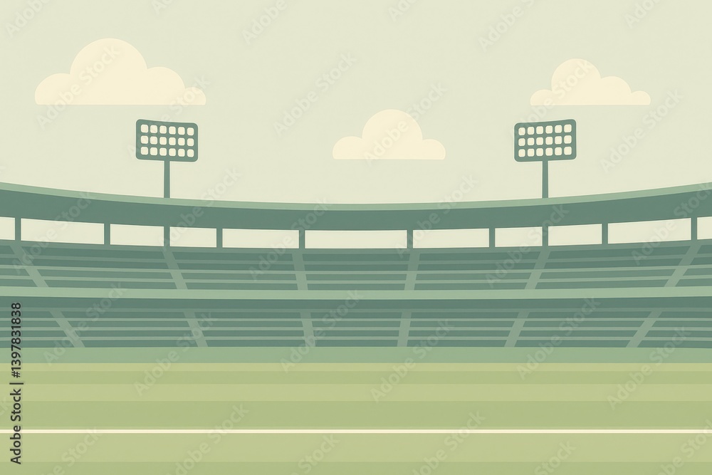 Poster minimalist stadium design with soft colors and simple elements