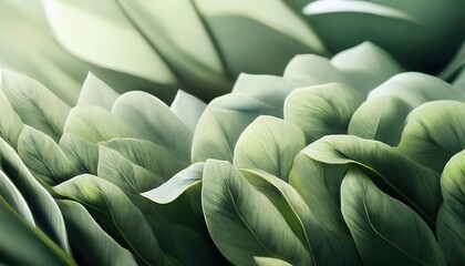 Fototapeta premium Whispering Leaves: A captivating view of lush, layered leaves in varying shades of green, offering a sense of tranquility and freshness.