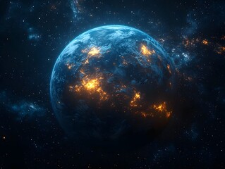 A majestic view of the planet Earth glowing in the cosmic expanse