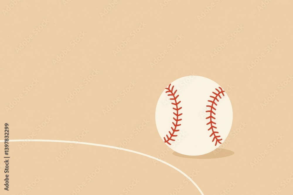 Poster minimalist baseball design with simple background and soft colors