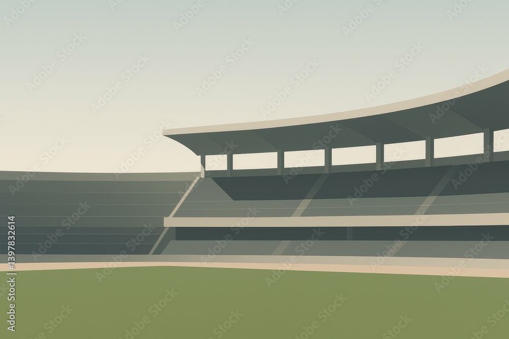Poster minimalist stadium design with simple lines and soft colors