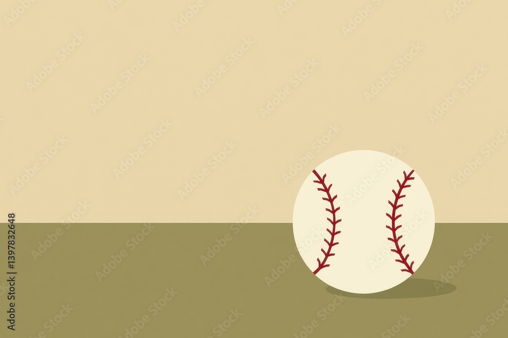 Poster minimalist baseball design with simple composition and soft colors