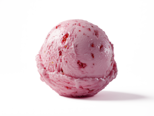strawberry ice cream scoop isolate on pure white background perfect for dicut