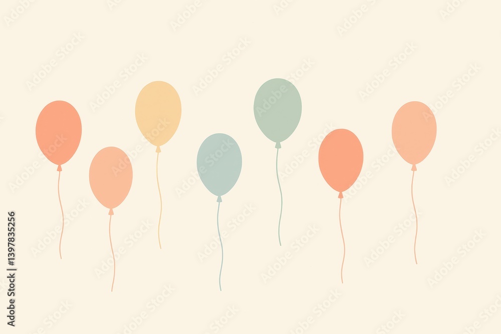 Poster simple minimalist design of colorful balloons on soft background