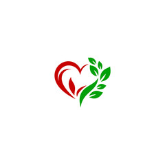 eco heart vecto logo design template