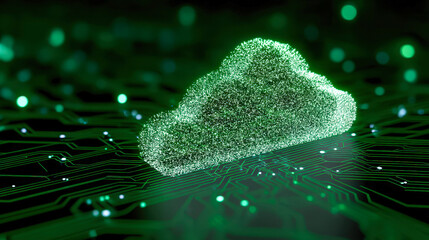 A green cloud is on a black background