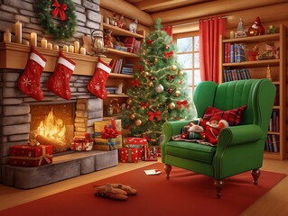 Cozy Christmas Cabin Scene