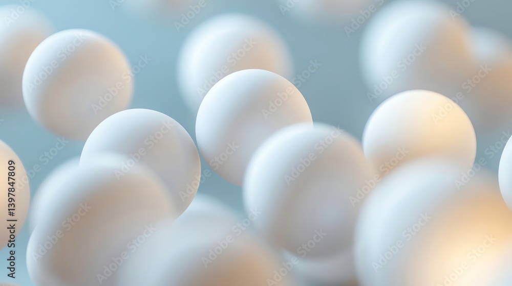 Aufkleber 3d rendering of a group of white spheres floating in a blue-grey space.