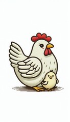 Fototapeta premium Charming mother hen and chick illustration cute design graphic art creative playful concept