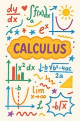 Colorful Doodle Art Representing Calculus Concepts and Equations