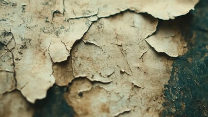 Naklejka premium Close-up view of peeling, weathered paint; textured surface.